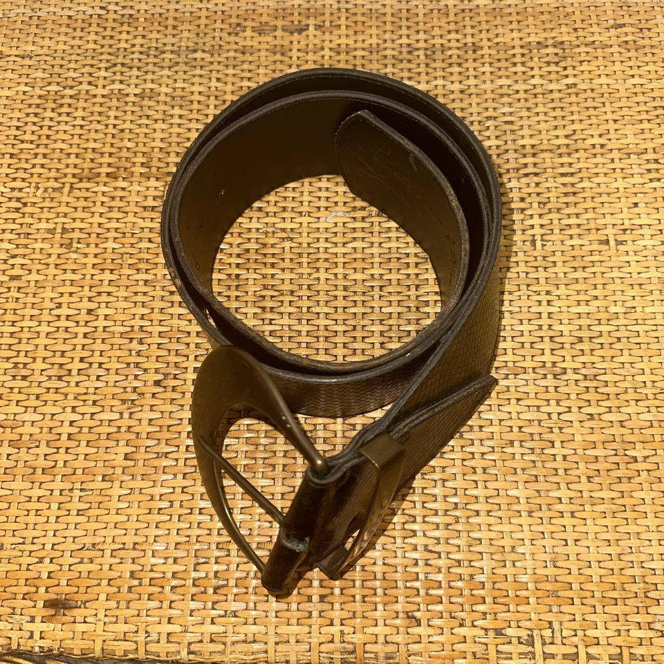 Cinturón De Colección T Edwards Cuero Estampado Piel De Serpiente Negro Hebilla Tonificada Bronce EE. UU. Foto 2 de 4