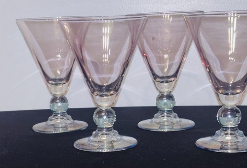 4 Cristallere Blue/Pink Crystal Wine Water Martini Glasses 12oz Made in Italy - Picture 2 of 8