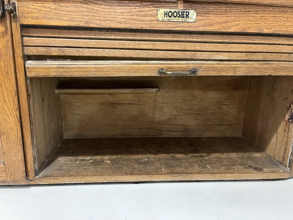 Vintage Hoosier Cabinet with Flour Bin Glass Knobs Kitchen Drawer Pulls - Image 3 of 4