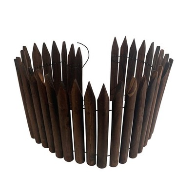 Garden Wooden Short Fence Lawn Edging   Burnt Wood Finish Flexible Garden Bor...