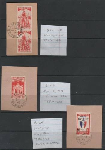 Indochina Sc 255 FDC, 214, 224, 229, B21 & B25 with First Day Cancellations
