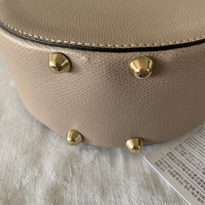 STELLA DUTTI, Italy,round beige pebble leather crossbody