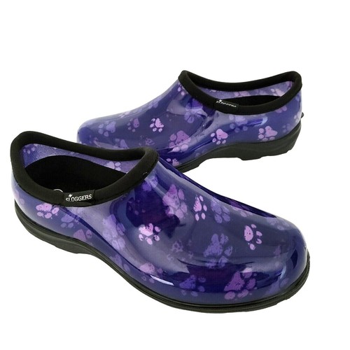 Sloggers Womens Waterproof Purple Paw Print Garden Shoes Comfort Insole Size 9