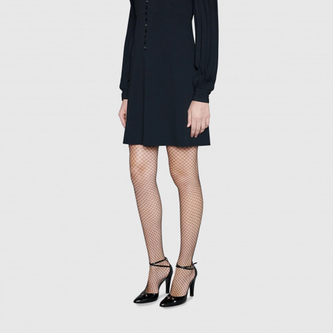 Bas collants filet à poisson élastique noir Gucci avec logo bracelet M 511777 1000