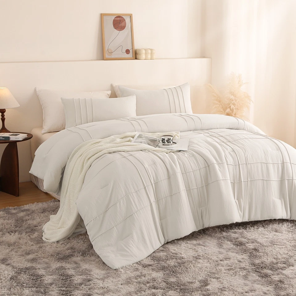 纹理感柔软打褶被子套装轻便水洗床上用品双大号特大号 — 第 2/4 张图片