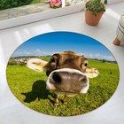 3D Cow Head C589 Animal Non Slip Rug Mat Round Elegant Carpet Zoe