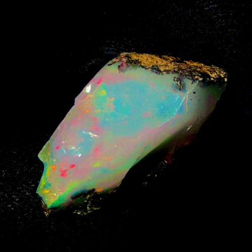 ethiopianOpal rough, black opal gemstone raw, natural fire opal 16.35Ct 23x16mm - Picture 2 of 12