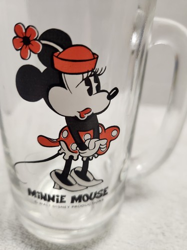 Walt Disney Vintage Minnie Mouse Clear Glass Mug Cup - Picture 4 of 7
