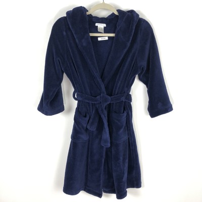 Pottery Barn Kids Boys 8 10 M Robe Navy Blue Plush Hooded Ebay