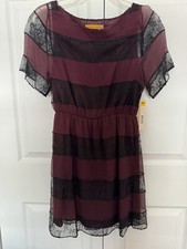 NWT $330 Alice + Olivia Lace Striped Blouson Dress Size S Small