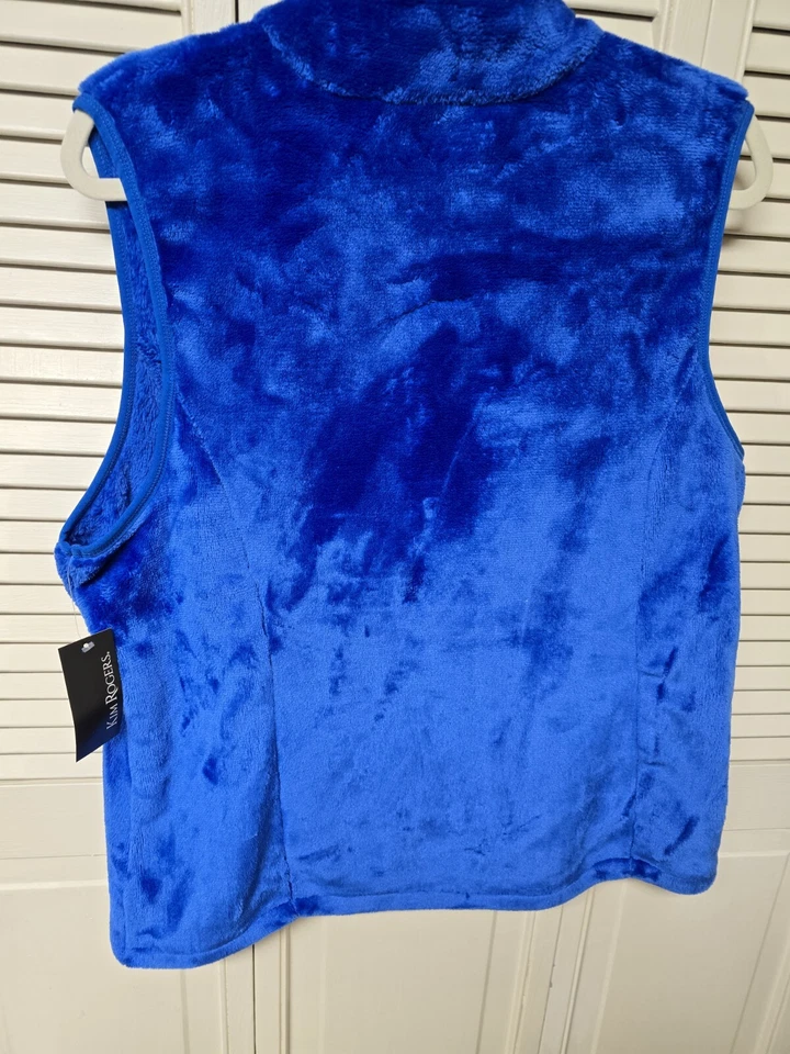 NUEVO CON ETIQUETAS Para mujeres Kim Rogers Chaleco de Vellón Sin Mangas Chaleco de Conejo Bolsillos-Talla XL Azul Foto 3 de 4