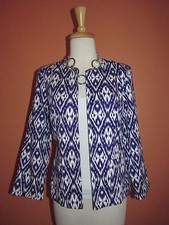 Chico's Size 0 S-4 Purple Tribal Ikat Print Open Front Jacket