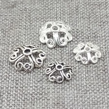 10 Sterling Silver Flower Bead Caps Spacer for Bracelet 6mm 8mm