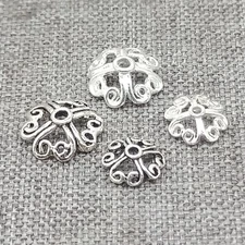 40pcs of 925 Sterling Silver Flower Bead Caps Spacer for Bracelet 6mm 8mm