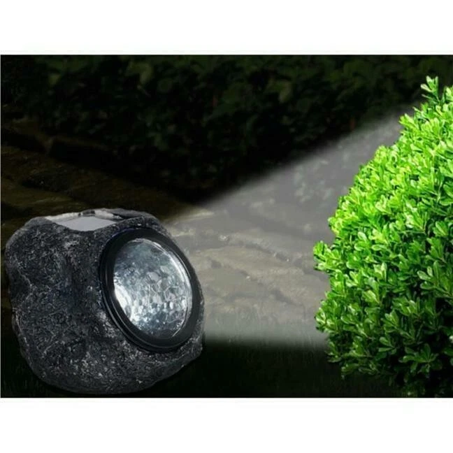 4pc Solar Rock Spotlights LED Decorative Stone Patio Path Lawn Lights 11cm - Image 3 of 4