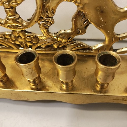 Ottone Leoni di Giuda Menorah, Panca Chanukah Pietra Monorah Ottone Leoni di Giuda - Foto 10 di 22