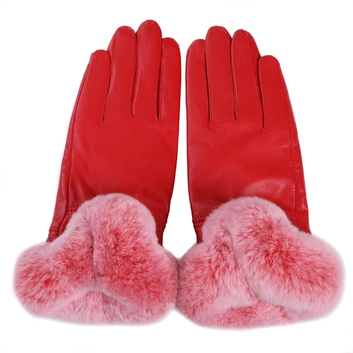 Women's Winter Genuine Leather Gloves Rex Rabbit Fur Warm Trim Cuff Velvet Lined - Picture 47 of 88