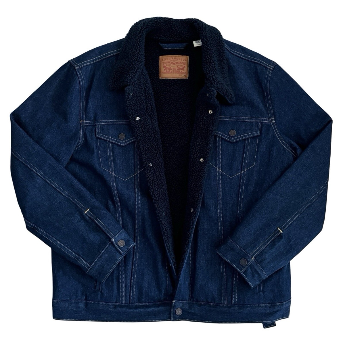 Levis Sherpa Dark Denim Levi Jacket Levis Sherpa Type Denim