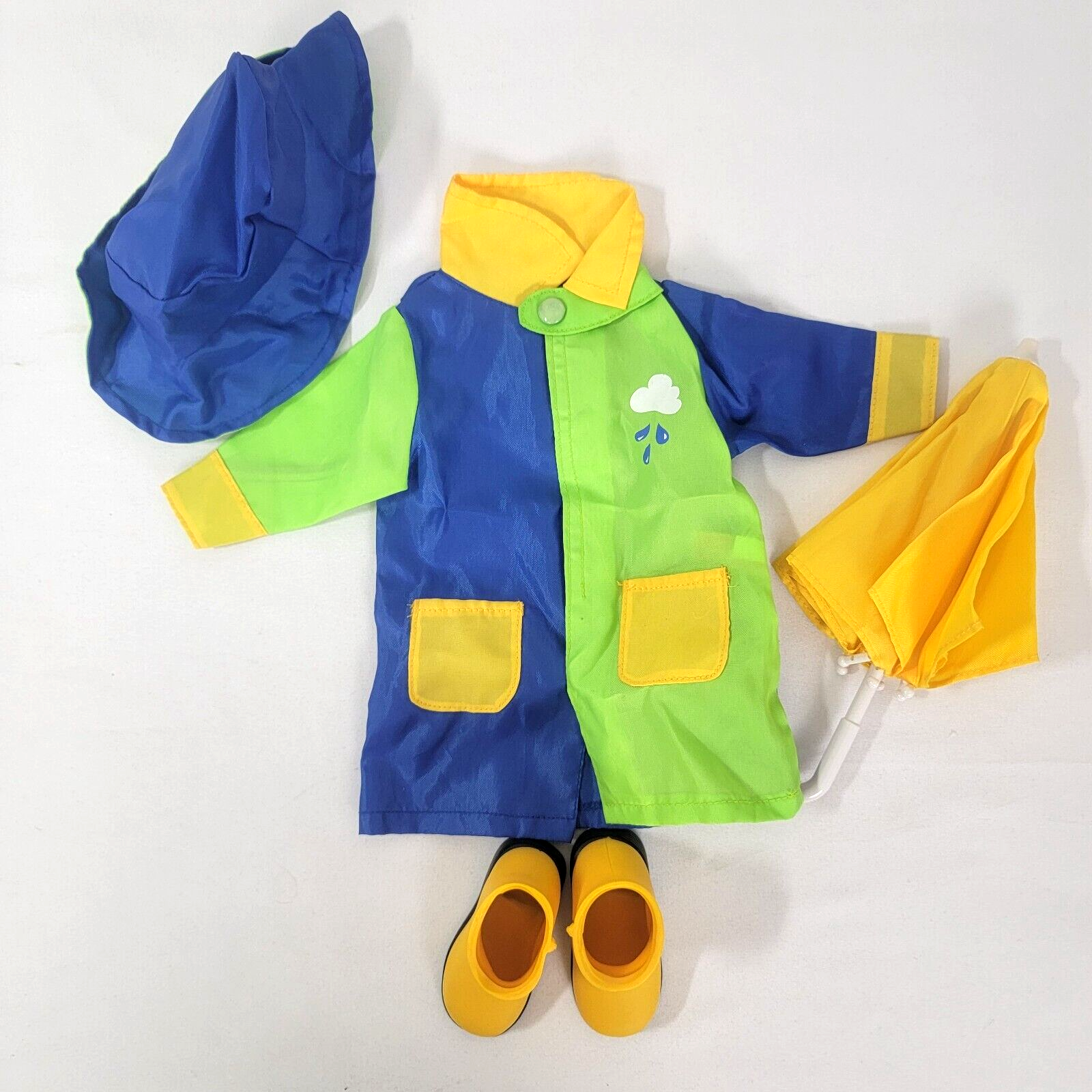 Battat 18-inch Doll Raincoat Outfit Set with Yellow Boots Hat and Umbrella for Kids-image