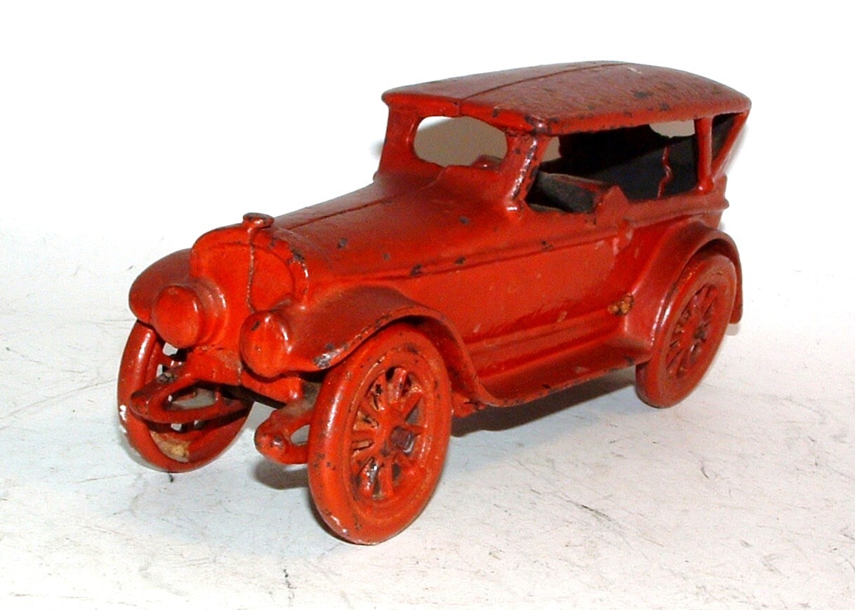 * VINTAGE CAST-IRON TOY RED CAR 8 3/4" LONG ! | eBay