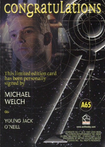 Stargate SG-1 Season Eight Michael Welch as Young Jack O'Neill Autograph Card A6 - Picture 2 of 2