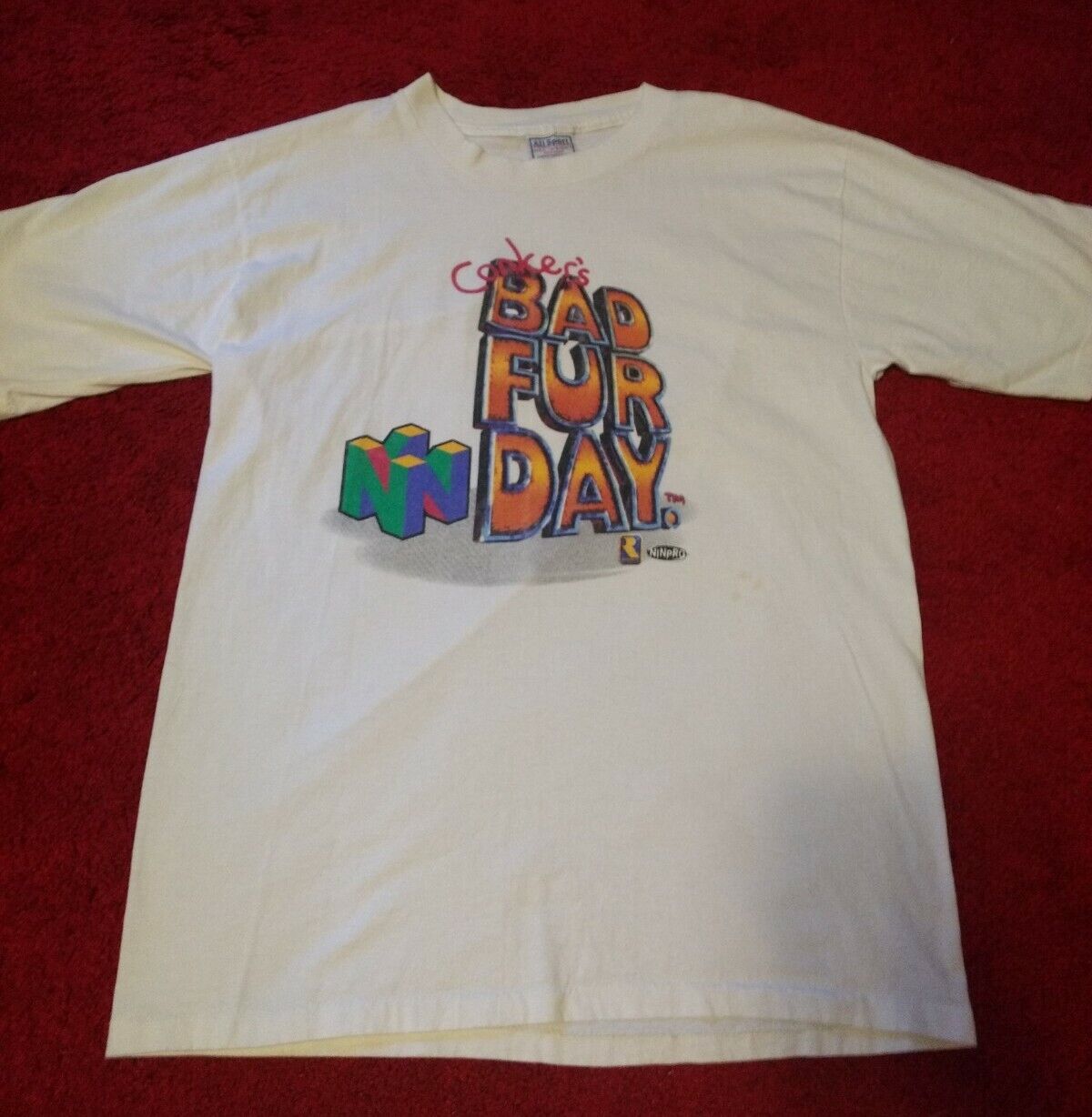 Authentic Conkers Bad Fur Day Promo T Shirt Large Vintage Nintendo