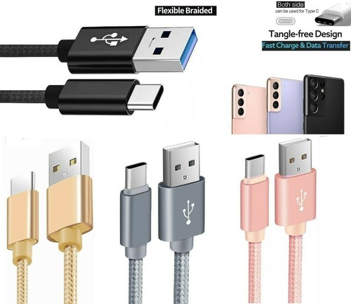 USB-A to USB-C Cable Braided Fast Charger Type C Lead For iPhone 15 16 / Samsung - Picture 2 of 19