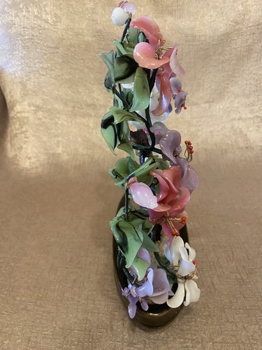 Glass BONSAI TREE with Multicoloured Cherry Blossoms and Jade Coloured Leaves - Picture 3 of 11