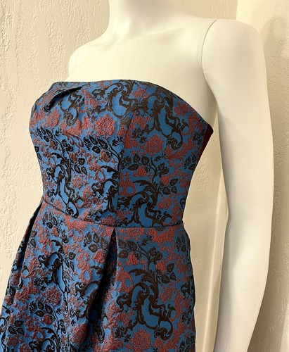 NWT Anthropologie Leifnotes Paprika Jacquard Strapless Fit Flare Dress Size 4 - Picture 14 of 24