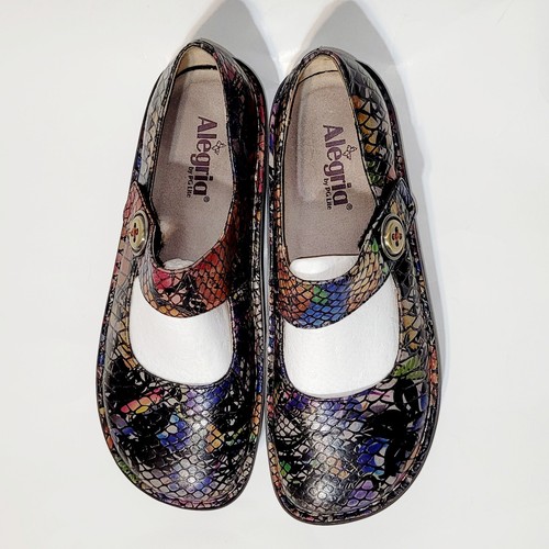 Alegria ALG-PAL-724 Multi Color Leather Mary Jane Wedge Slip On Shoes Wms 41EU - Picture 16 of 22
