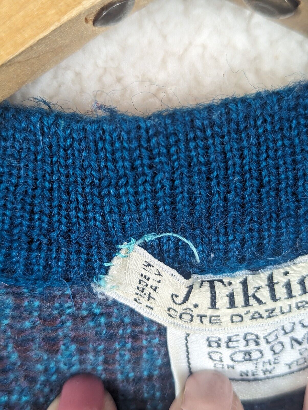Vtg J. Tiktiner Cardigan Sweater Mohair Wool Uniq… - image 2
