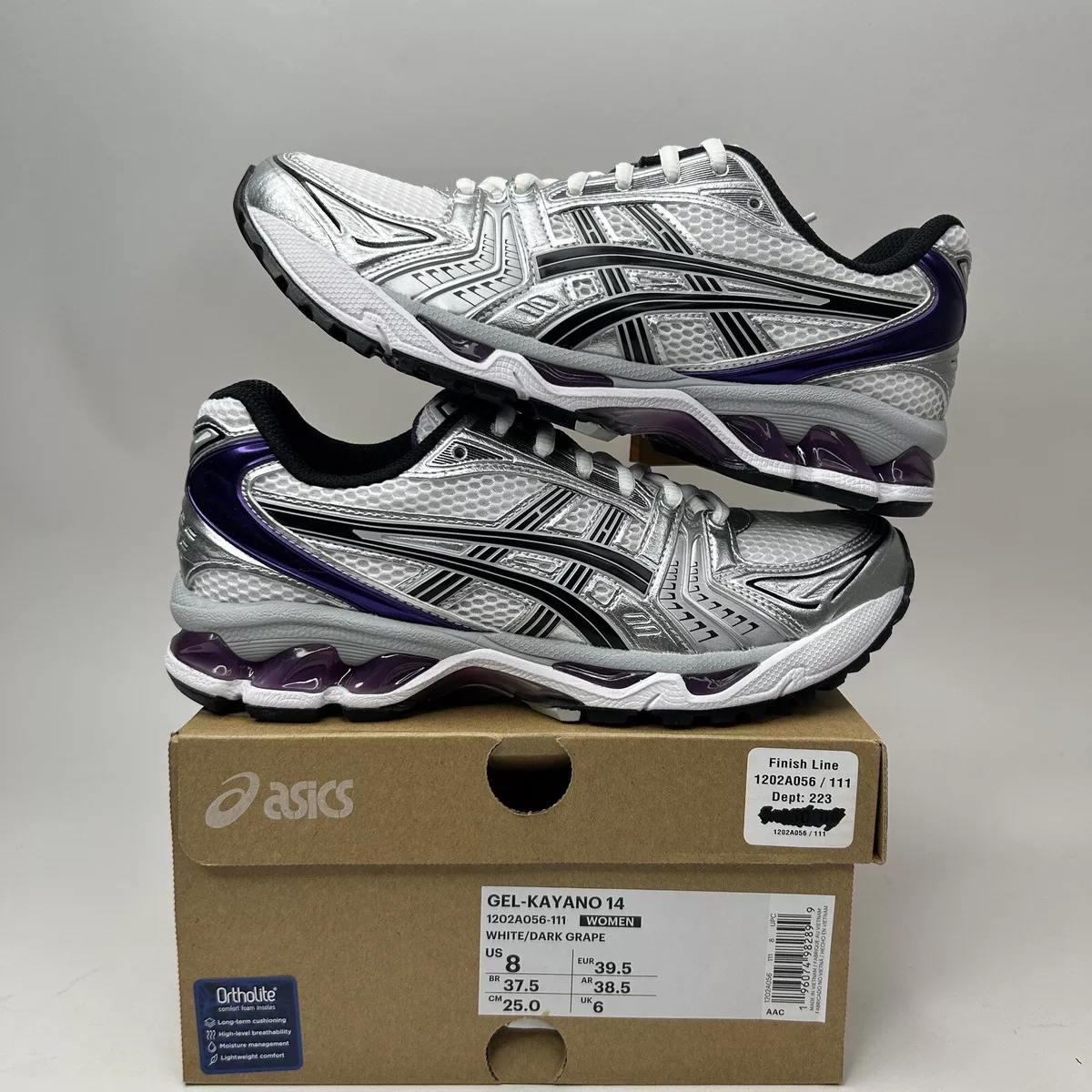 Asics Gel Kayano 14 Gym Running Sneakers Dark Grape 1202A056 106 Women s 8 New