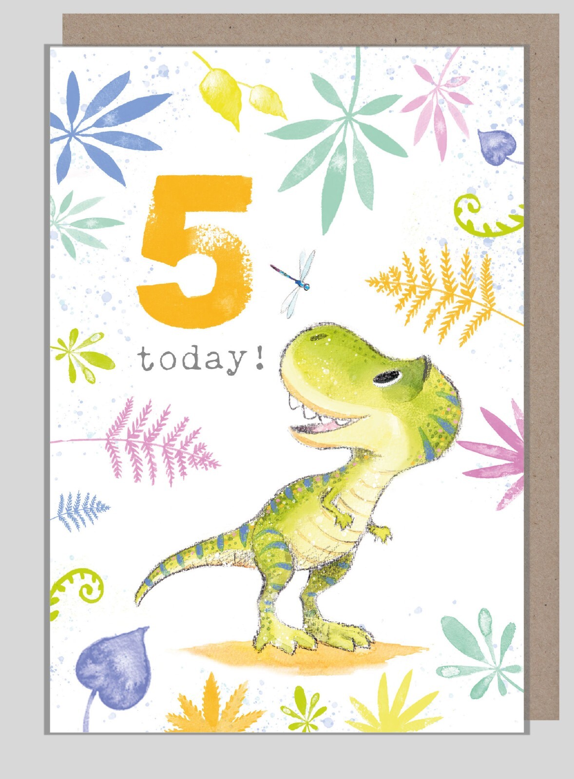 5th Birthday Card Tyrannosaurus Rex – Dinosaur Age 5 Illustrated Greeting Card