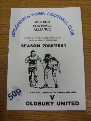 22.03.2001 Bridgnorth Town v Oldbury United [Davis League Cup] (geknickt). Any fa