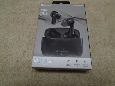 Art+Sound Bluetooth True Wireless Pro Ear Buds, Black, Brand New in Sealed Box!!