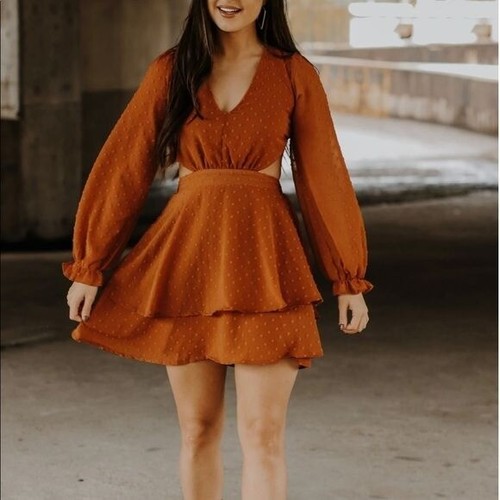 how-very-loved Dress Burnt Orange Lace 