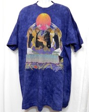 Vintage 95 THE MOUNTAIN Native American Artist Print T-Shirt 3XL Tye Die Purple