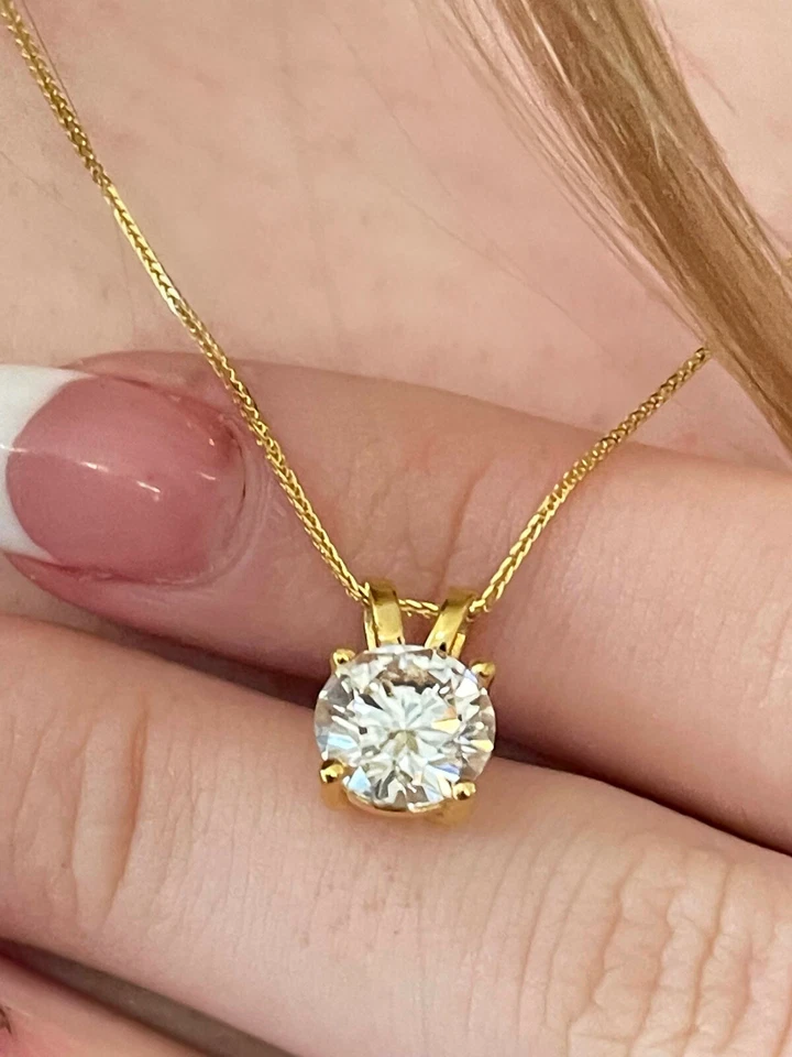 Conjunto de joyas de diamantes de 4 quilates collar pendientes colgantes diamante solitario sólido 18 k Foto 4 de 4