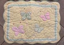 POTTERY BARN KIDS QUILTED PILLOW SHAMS YELLOW W/ POLKA DOT BUTTERFLIES STANDARD