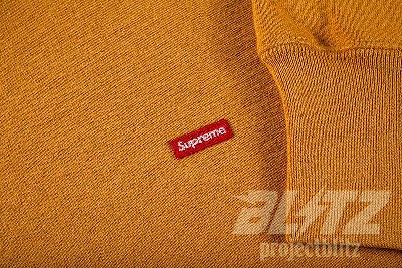 SUPREME SMALL BOX CREWNECK MUSTARD FW21 S M L XL LOGO SWEATSHIRT