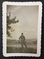 Old Military Snapshot Photo Dated August 1 1945 Soldier Posed in Field WW2