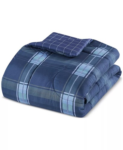 Jla Home Leo Reversible Plaid Queen Comforter Blue- ( Missing Shams) - Picture 5 of 5