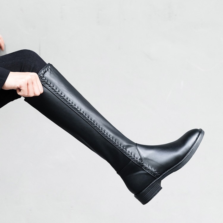 Para mujeres moda cuero cremalleras Tirar De Tacón Bajo Hasta las Rodillas Zapatos botas de montar CAC Para mujeres moda cuero cremalleras Tirar De Tacón Bajo Hasta las Rodillas Zapatos botas de montar CAC