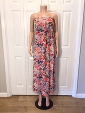 Gap Womens Orange Floral Watercolor Strapless Maxi Dress Size Medium