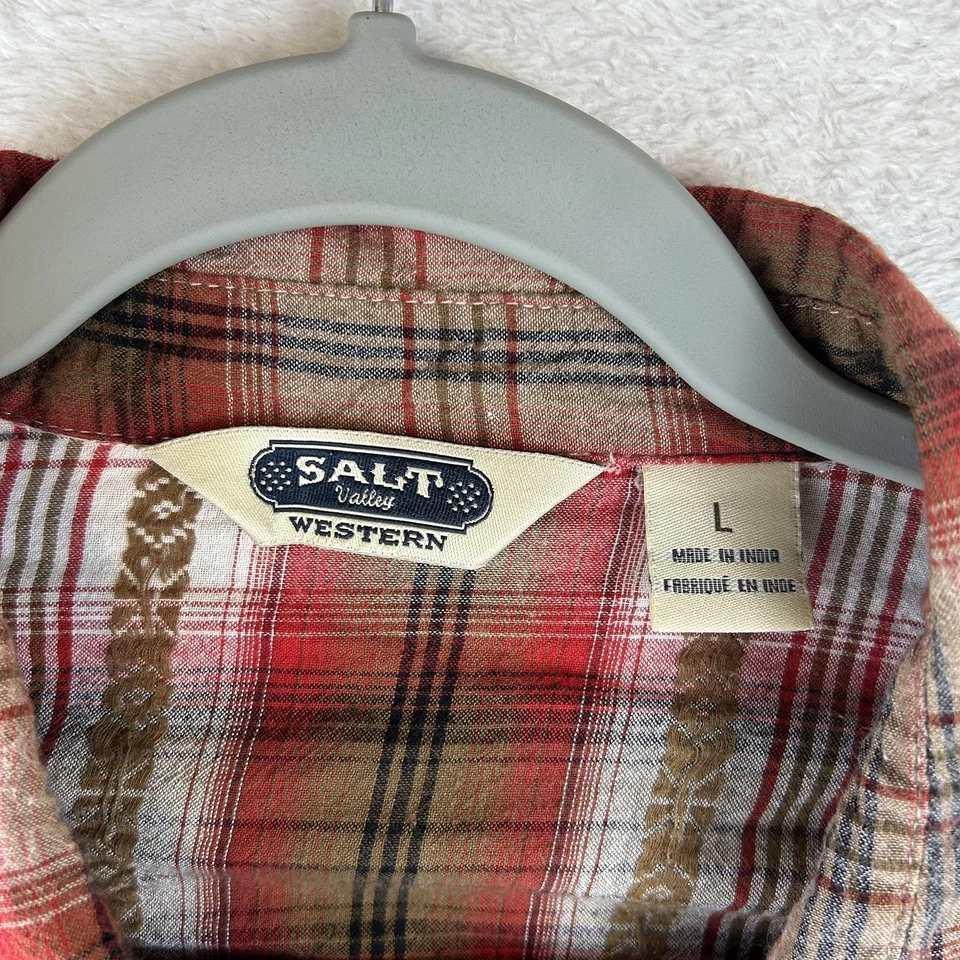Salt Valley Western Shirt Men L SHRUNK (fits M Slim) Pearl Snap Cowboy Aztec - Image 4 of 4