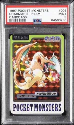 1997 POCKET MONSTERS CARDDASS #006 CHARIZARD-PRISM PSA 9