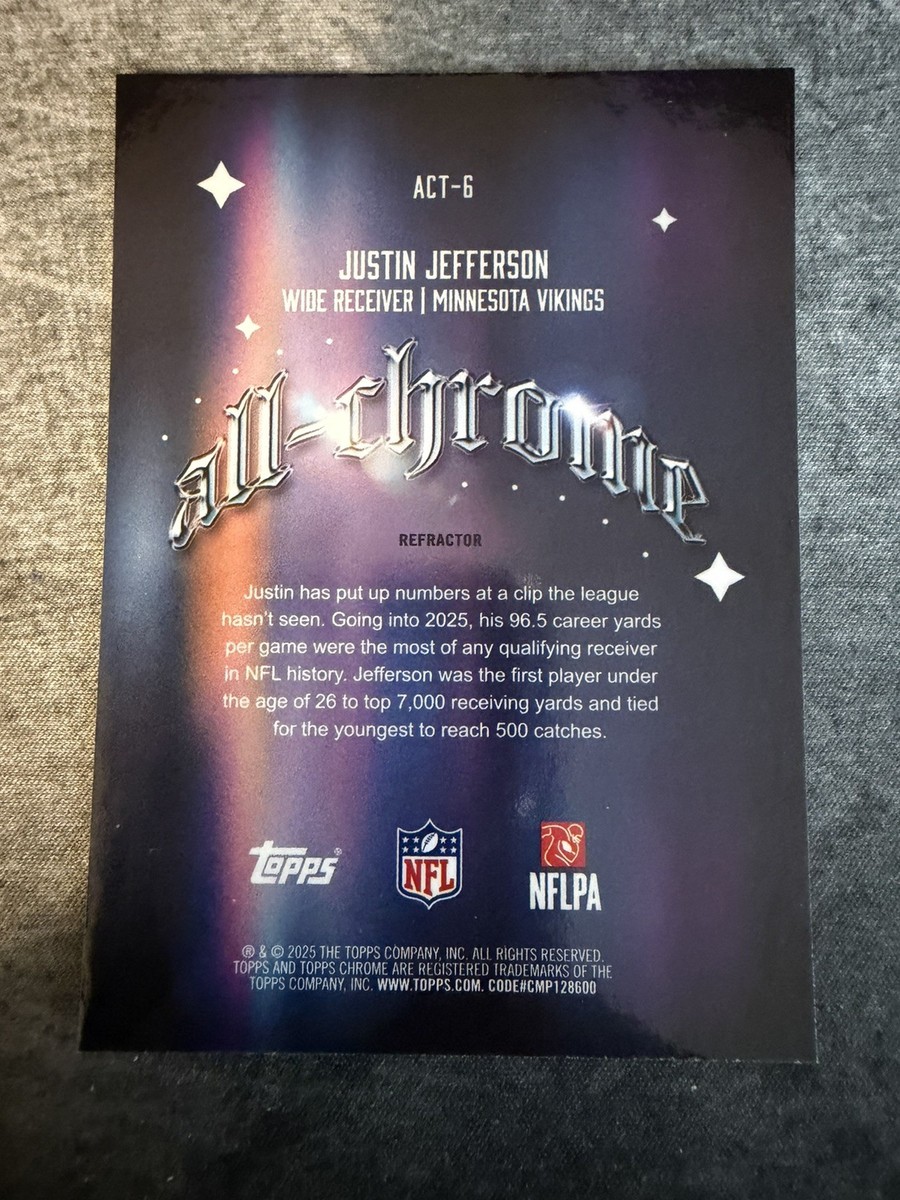 Topps Chrome 2025 All-Chrome Justin Jefferson Refractor SP #ACT-6
