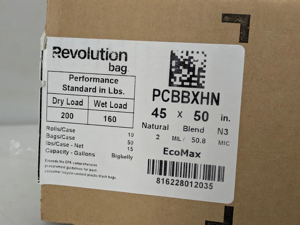 Forros de lata para bolsa Revolution 50 sacos 45 ”x 50 ” mistura natural tampa de 10 rolos galão. - Imagem 4 de 4