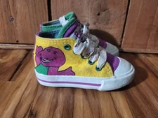 Vintage 1993 The Lyons Group Toddler Baby Barney Dinosaur High Top Shoes size 5