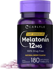 Carlyle Melatonin 12 mg Fast Dissolve 180 Tablets Drug Free